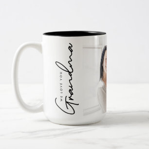 Wir Liebe Sie Oma Elegant Skript Custom Foto Zweifarbige Tasse