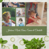 Wir Liebe Sie Oma | Elegantes Olive Green 5 Foto Geschirrtuch (Gefaltet)