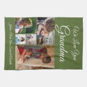 Wir Liebe Sie Oma | Elegantes Olive Green 5 Foto Geschirrtuch (Horizontal)