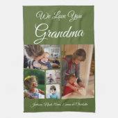Wir Liebe Sie Oma | Elegantes Olive Green 5 Foto Geschirrtuch (Vertikal)