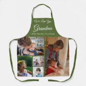 Wir Liebe Sie Oma | Elegantes Olive Green 5 Foto Schürze (Vorderseite)