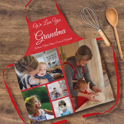 Wir Liebe Sie Oma | Elegantes Red 5 Foto Schürze