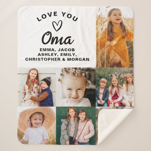 Wir Liebe Sie Oma Familie Moderne FotoCollage Sherpadecke (Vorderseite)