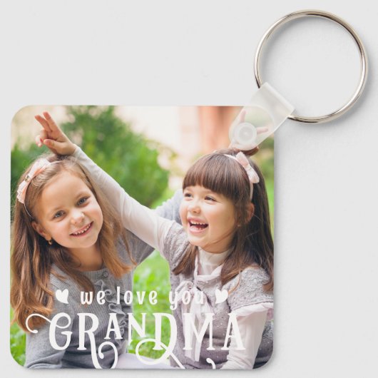 Wir Liebe Sie Oma Foto benutzerdefinierte Farbe Schlüsselanhänger (Rückseite)