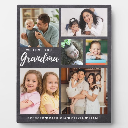 Wir Liebe Sie Oma Grandkids 6 Foto Chalkboard Fotoplatte (Vorderseite)