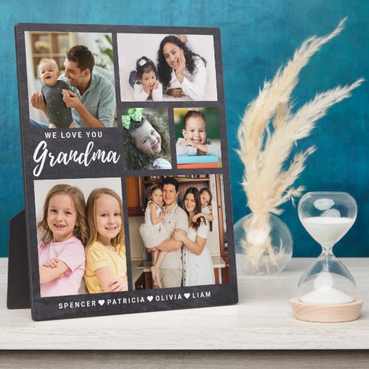 Wir Liebe Sie Oma Grandkids 6 Foto Chalkboard Fotoplatte (Seite)