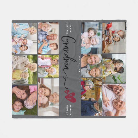 Wir Liebe Sie Oma | Herz-FotoCollage Fleecedecke (Vorderseite (Horizontal))