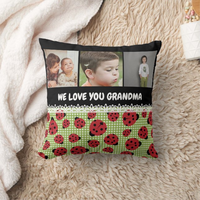 Wir Liebe Sie Oma Ladybug Foto Collage Kissen (Decke)