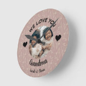 Wir Liebe Sie Oma maßgeschneiderte Foto- und Textp Runde Wanduhr (Winkel)