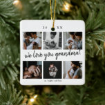 Wir Liebe Sie Oma Modern 6 Foto Großmutter Keramikornament<br><div class="desc">Ein einfaches, aber feines Foto Großmutterschmuck mit 6 Fotos und wir Liebe Ihnen Oma bearbeitbaren Text. Schenken Sie Ihrem Oma (Mimi Grammy Nana) ein personalisiertes Geschenk, das sie für immer schätzen wird. Spezielle personalisierte Enkel Foto Collage Ornament zur Anzeige Ihrer eigenen speziellen Fotos und Erinnerungen Familie. Unser Design verfügt über...</div>