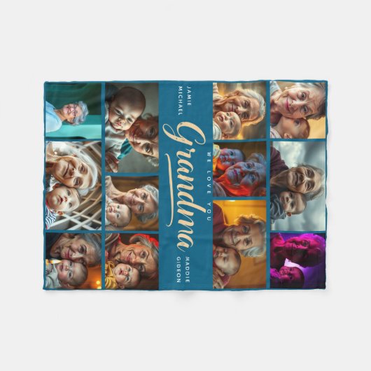 Wir Liebe Sie Oma | Moderne Herz-FotoCollage Fleecedecke (Vorderseite (Horizontal))