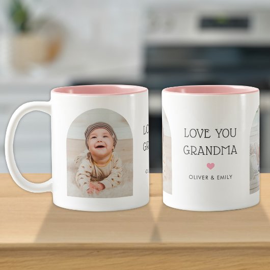 Wir Liebe Sie Oma Nana 2 Foto Arch & Name 11 oz Zweifarbige Tasse