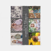 Wir Liebe Sie Oma & Opa 6 Foto Dunkelgrau Fleecedecke (Vorderseite)