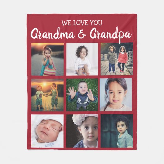 Wir Liebe Sie Oma & Opa FotoCollage Fleecedecke (Vorderseite)