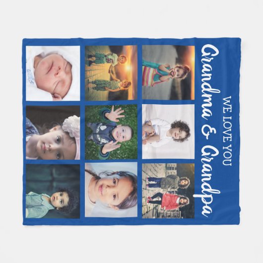 Wir Liebe Sie Oma & Opa FotoCollage Fleecedecke (Vorderseite (Horizontal))