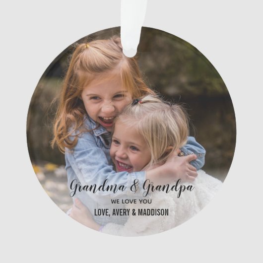 Wir Liebe Sie Oma Opa Niedlich Weihnachten Foto Ornament (Vorderseite)