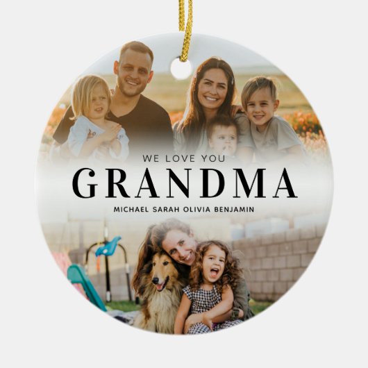 Wir Liebe Sie Oma Personalisiert 2 Foto Keramik Ornament (Vorne)