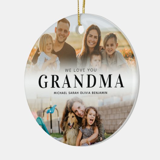 Wir Liebe Sie Oma Personalisiert 2 Foto Keramik Ornament (Links)