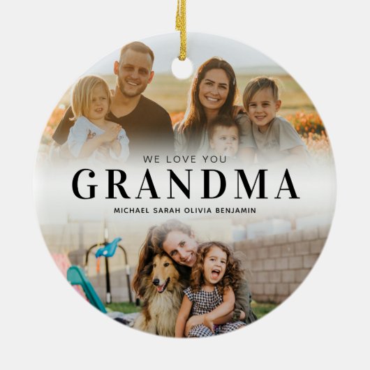 Wir Liebe Sie Oma Personalisiert 2 Foto Keramik Ornament (Hinten)