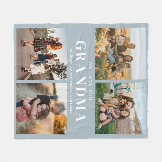 Wir Liebe Sie Oma Personalisiert 4 FotoCollage Fleecedecke (Vorderseite (Horizontal))