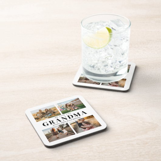 Wir Liebe Sie Oma Personalisiert 4 FotoCollage Getränkeuntersetzer (Rechte Seite)