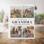 Wir Liebe Sie Oma Personalisiert 4 FotoCollage Holzkisten Schild<br><div class="desc">Sagen wir,  wir haben Sie in dieser Urlaubssaison mit einem personalisierten Weihnachtsgeschenk-Holzschild mit 4 Ihrer Lieblings-Fotos und Enkel-Namen Liebe. Alle Texte in diesem Design können bearbeitet werden,  sodass Sie Ihre eigene Nachricht oder Ihren eigenen Text hinzufügen können. Erhältlich in verschiedenen Farben,  Stilen und Produkten.</div>