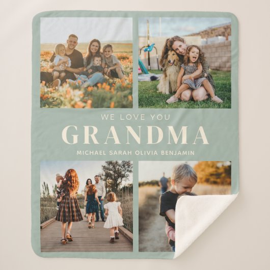 Wir Liebe Sie Oma Personalisiert 4 FotoCollage Sherpadecke (Vorderseite)