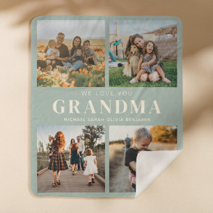 Wir Liebe Sie Oma Personalisiert 4 FotoCollage Sherpadecke