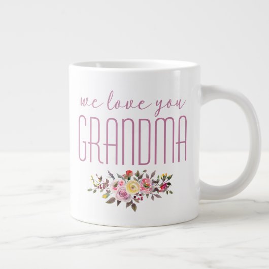 Wir Liebe Sie Oma Pink Floral Jumbo-Tasse (Rechts)