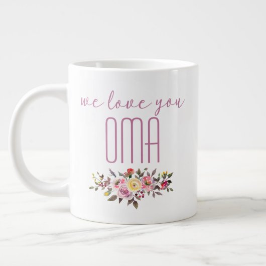 Wir Liebe Sie Oma Pink Floral Jumbo-Tasse (Links)