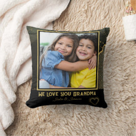 Wir Liebe Sie Oma Schwarz-Gold-Foto Kissen
