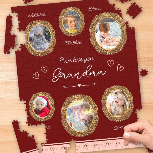 Wir Liebe Sie Oma Sechs Foto mit Text Rotes Herz Puzzle