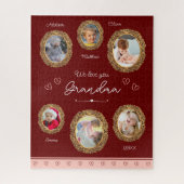 Wir Liebe Sie Oma Sechs Foto mit Text Rotes Herz Puzzle (Vertikal)