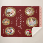 Wir Liebe Sie Oma Sechs Foto mit Text Rotes Herz Sherpadecke (Vorderseite (Horizontal))