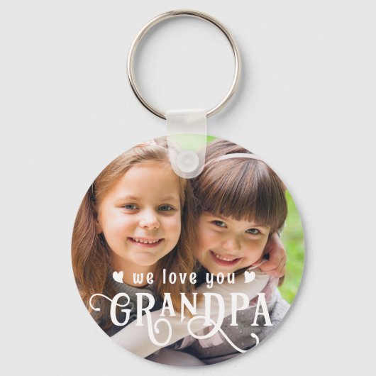 Wir Liebe Sie Opa 1-2 Fotos benutzerdefinierte Far Schlüsselanhänger (Vorderseite)