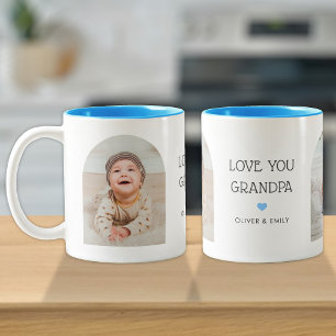 Wir Liebe Sie Opa 2 Foto Arch & Name 11 oz Zweifarbige Tasse