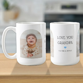 Wir Liebe Sie Opa 2 Foto Arch & Name 15 oz Kaffeetasse