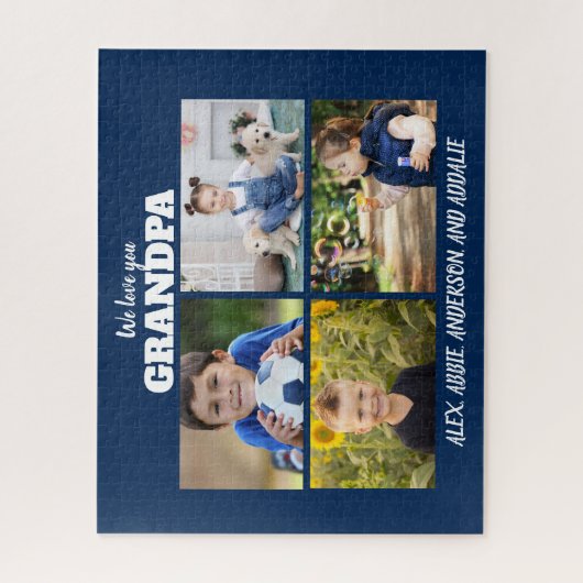 Wir Liebe Sie Opa 4 Foto Navy Blue 16x20 Puzzle (Vertikal)