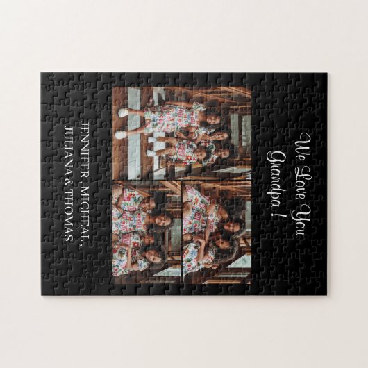 Wir Liebe Sie Opa Custom Foto Collage Script Puzzle (Horizontal)