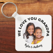 Wir Liebe Sie Opa Custom Foto und Namen White Schlüsselanhänger (Vorderseite)