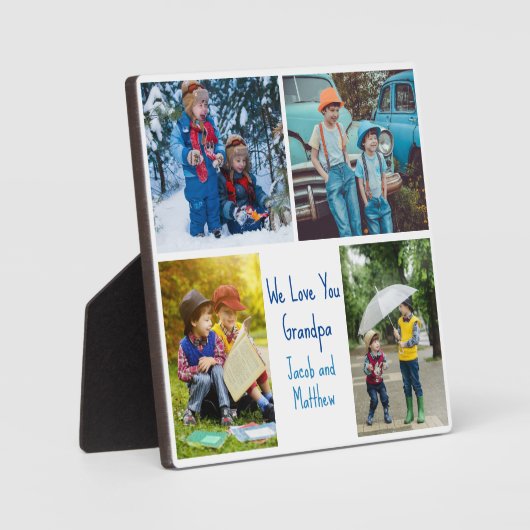 Wir Liebe Sie Opa Custom Niedlich Kids Collage Fot Fotoplatte (Vorderseite)