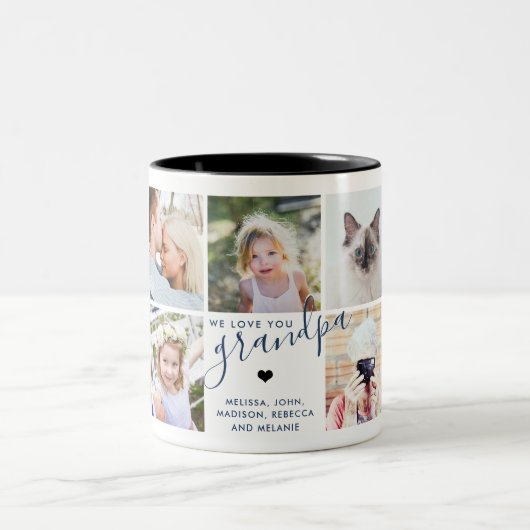 Wir Liebe Sie Opa | Foto Gift Navy Blue Zweifarbige Tasse (Mittel)
