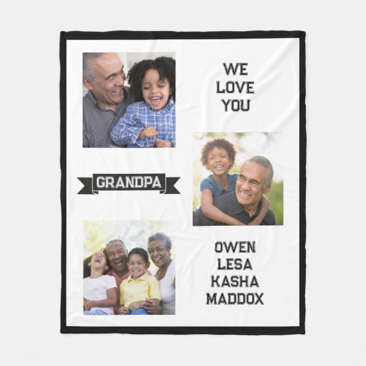 Wir Liebe Sie Opa FotoCollage Fleece Blanken (Vorderseite)