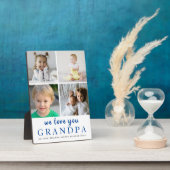 Wir Liebe Sie Opa| FotoCollage| White Blue Fotoplatte (Seite)