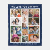 Wir Liebe Sie Opa Grandkids Foto Collage Blue Fleecedecke (Vorderseite)