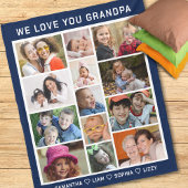 Wir Liebe Sie Opa Grandkids Foto Collage Blue Fleecedecke