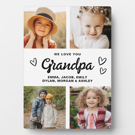 Wir Liebe Sie Opa Modernes FotoCollage Fotoplatte (Vorderseite)