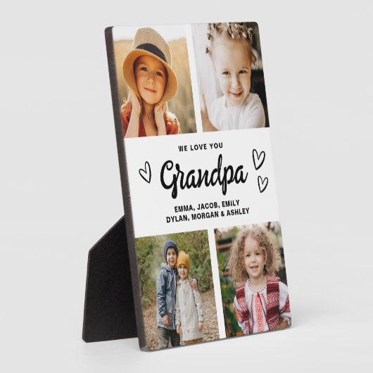 Wir Liebe Sie Opa Modernes FotoCollage Fotoplatte (Seite)