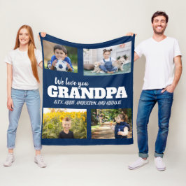 Wir Liebe Sie Opa Navy Blue 4 Foto Kinderfamilie Fleecedecke