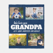 Wir Liebe Sie Opa Navy Blue 4 Foto Kinderfamilie Fleecedecke (Vorderseite)